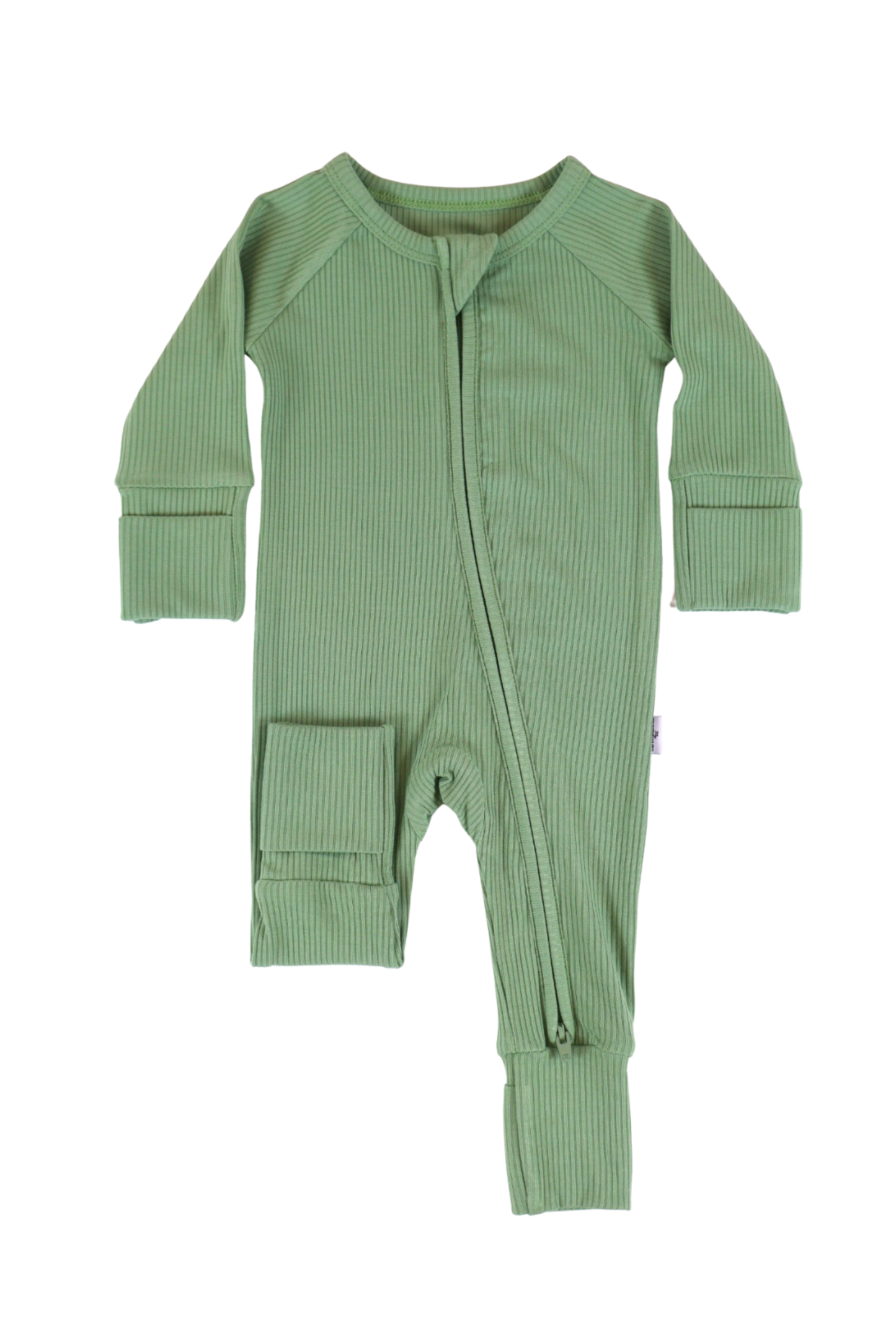 Sweet Sage Ribbed Zipper Jammies
