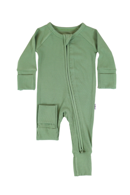 Sweet Sage Ribbed Zipper Jammies