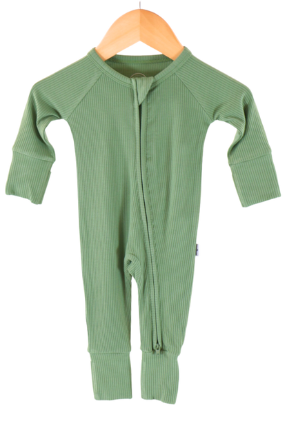 Sweet Sage Ribbed Zipper Jammies