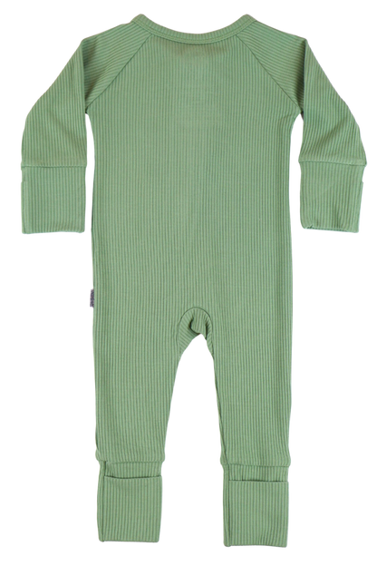 Sweet Sage Ribbed Zipper Jammies