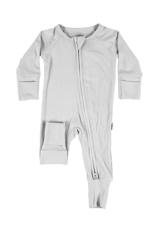 Morning Mist Ribbed Zipper Jammies