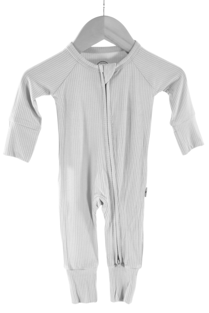 Morning Mist Ribbed Zipper Jammies